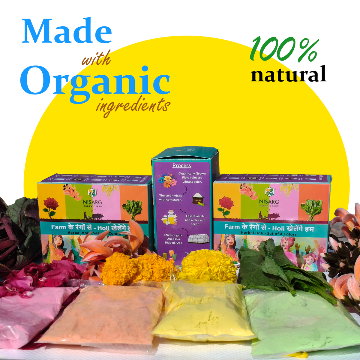 Natural Holi Colors (Pack of 4)