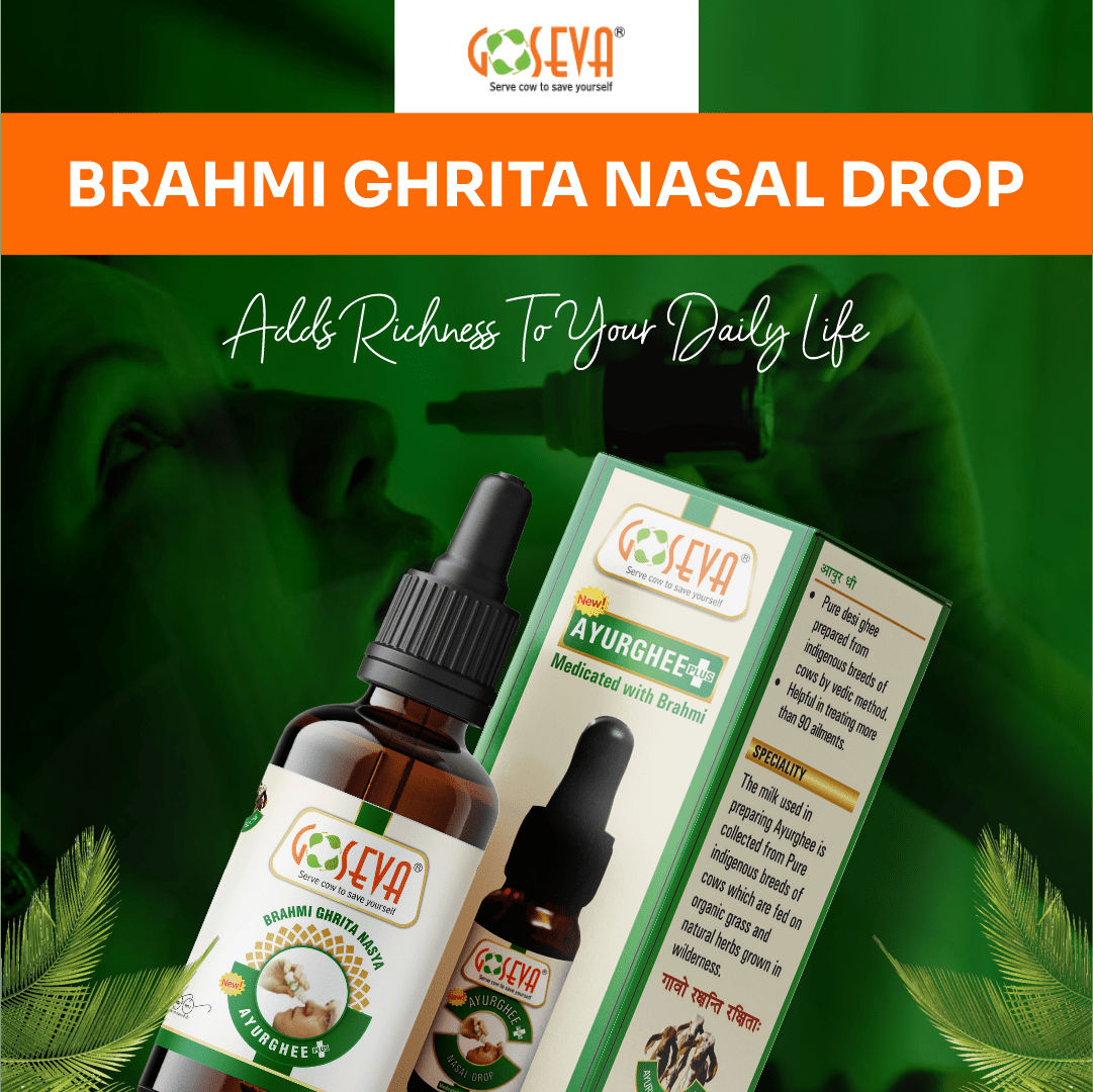 Goseva Brahmi Nasal Drops | Vedic A2 Gir Cow Ghee Nasya | Ayurvedic Brain & Memory Support Ghrita - Goseva