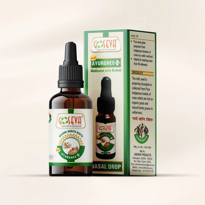 Goseva Brahmi Nasal Drops | Vedic A2 Gir Cow Ghee Nasya | Ayurvedic Brain & Memory Support Ghrita - Goseva