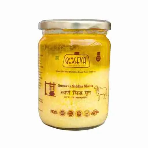 Goseva Suvarna Siddh Ghrita | Gold Infused A2 Gir Cow Ghee | Ayurvedic Brain & Immunity Tonic - Goseva