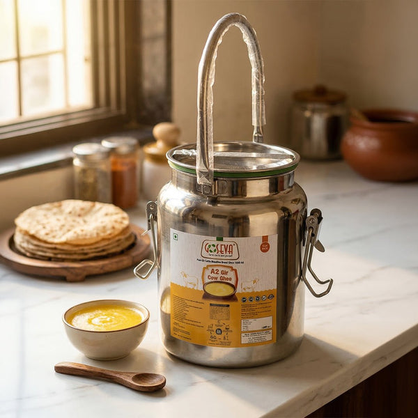 Pure A2 Gir Cow Ghee 5 Liter Dolchi – Bilona Churned Traditional Desi Cow Ghee - Goseva