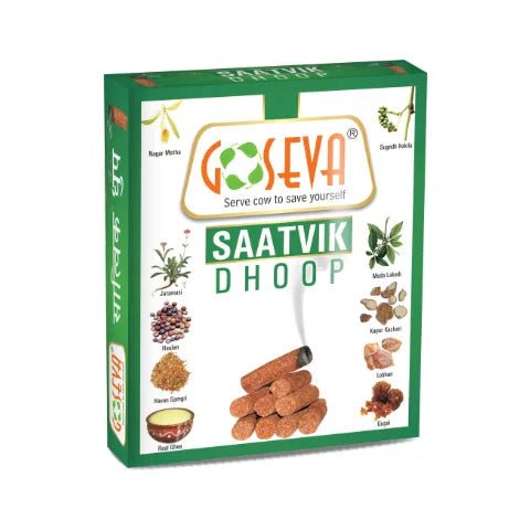 Satvik Dhoop 12 Pcs - Natural Cow Dung Dhoop Sticks for Pooja | Goseva
